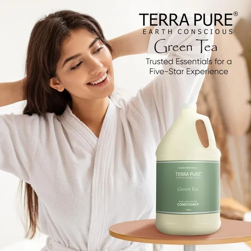 Vista 8 de Terra Pure Acondicionador de hotel de té verde 1 galón para hotelería y alquileres vacacionales para rellenar dispensadores (un galón)