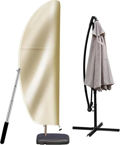 Vista 10 de Funda para sombrilla de patio para exteriores, tela Oxford 420D resistente con poste y cremallera, fácil de instalar, impermeable, resistente a