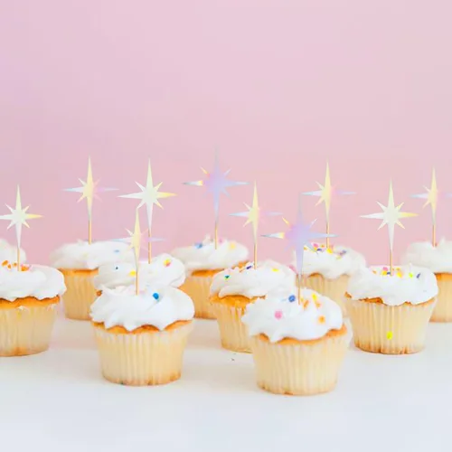 Vista 11 de 30 piezas de decoración de cupcakes de estrella pequeña con centelleantes para cupcakes, compromiso, novia, baby shower, boda, fiesta de cumpleaños