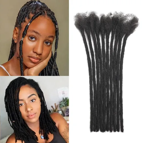 Vista 24 de Extensiones de Rastas de Cabello Humano 0.4cm de Grosor 4 Pulgadas 20 Hebras 100% Cabello Humano Real para Hombres/Mujeres/Niños Completamente