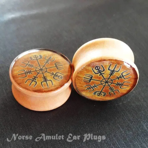 Vista 7 de FLYUN Medidores de oreja de madera, tapones vikingos, para mujeres y hombres, expansor de oreja de 0.315in a 0.984in, 0 00-1 pulgadas, doble