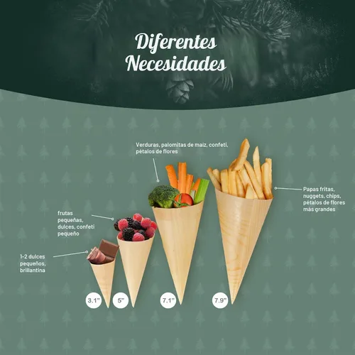 Vista 3 de BambooMN - Conos de madera desechables para aperitivos, 3.1 x 1.5 pulgadas