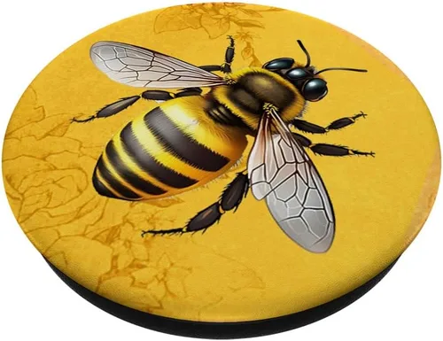 Vista 2 de Flor Amarilla Abejorro Abejorro Abejorro Miel Apicultor Abeja PopSockets Estándar PopGrip