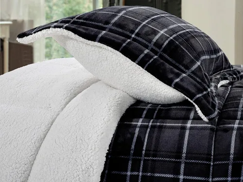 Vista 3 de Elegant Comfort Juego de edredón reversible de 2 piezas de microvisón con respaldo de sherpa de alta calidad, suave y acogedor, de microgamuza