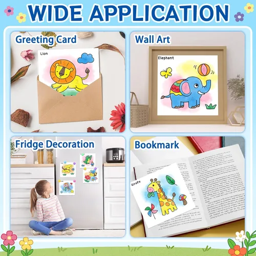 Vista 9 de Libros para colorear con pintura al agua para niños, juegos de papeles de pintura de acuarela sin desorden para niños pequeños, kit de pintura