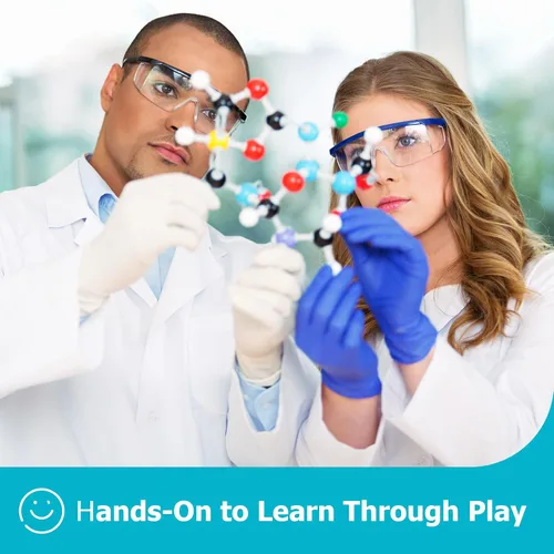 Vista 2 de Kit de modelo molecular, 240 piezas de química molecular orgánica, kit de modelo de elemento atómico para lecciones de química, kit de construcción
