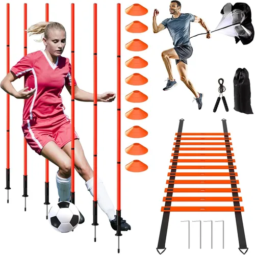 Vista 11 de Juego de 24 piezas de equipo de entrenamiento de agilidad de fútbol, bastones de agilidad, escalera, más para un montaje rápido y fácil