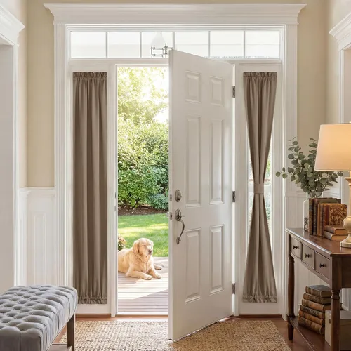 Vista 42 de PONY DANCE Persianas para puertas – Paneles opacos para tratamiento de ventanas, cortinas sólidas de alta resistencia con bolsillo para barra