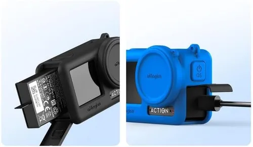 Vista 5 de Coyktonty Funda de silicona para DJI Action 4/Action 3, accesorios de funda protectora para OSMO Action 4 3, funda de silicona/correa a prueba