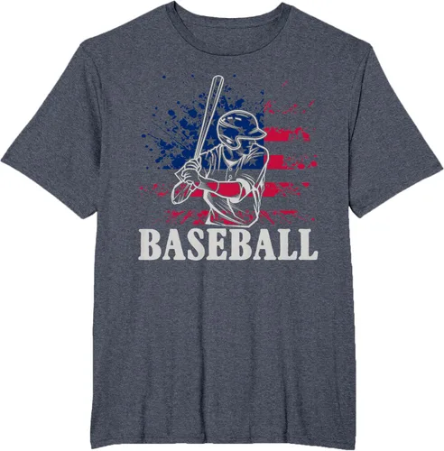 Vista 75 de Camiseta de béisbol deportiva estadounidense con bandera estadounidense, Negro, S