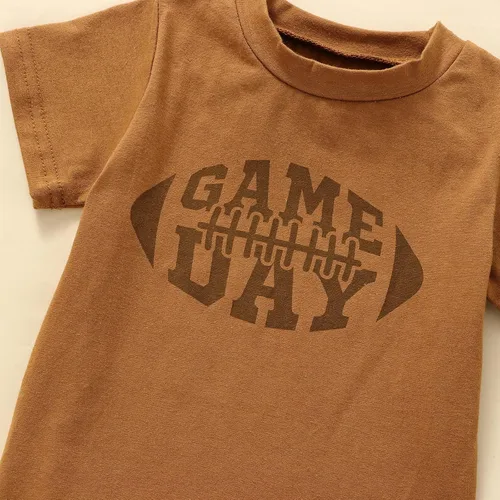 Vista 6 de Omkzanbi Traje de béisbol para niño pequeño, camiseta con estampado de béisbol, pantalones cortos para correr, 2 piezas, ropa de verano linda