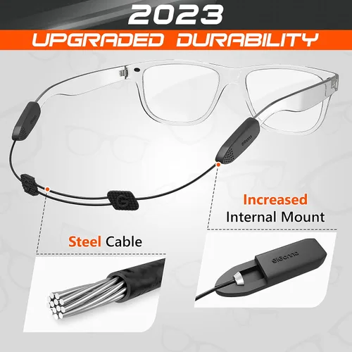 Vista 5 de SIGONNA Correa de gafas de sol con cable para hombre, cordón de cristal para mujer, 2 cordones