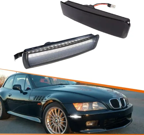 Vista 6 de ADIIL Juego de 2 luces LED de posición lateral para BMW Z3 M Coupe Roadster Carcasa de lente ahumada