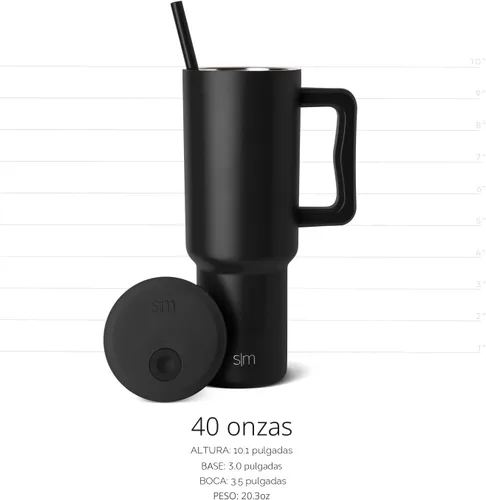 Vista 5 de Simple Modern Disney - Vaso de 40 onzas con asa y tapa con pajilla, botella de agua reutilizable aislada de acero inoxidable de viaje, regalos