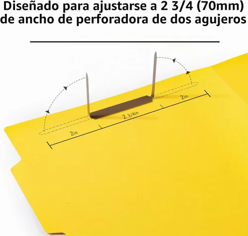 Vista 2 de IMLIKE - 100 sujetadores de papel autoadhesivos de punta, capacidad de 2 pulgadas, base de 2.75 pulgadas para carpetas de papel o archivos, marrón