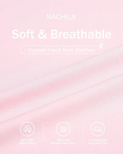 Vista 5 de NACHILA Camisones de viscosa para mujer, hechos de bambú, suaves camisas de dormir de manga corta, ropa de dormir suelta