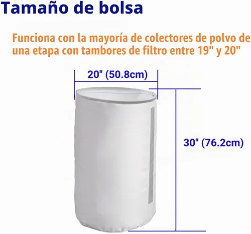 Vista 2 de Bolsa inferior para colector de polvo de 70 galones, bolsa de filtro inferior resistente de 30 micrones para herramientas de carpintería, 20