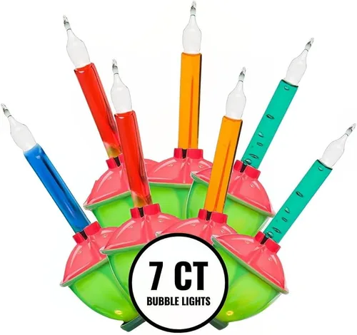 Vista 4 de Brite Star 7 luces de burbujas, base en forma de diamante, luces transparentes con purpurina