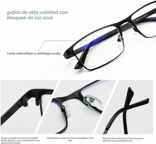 Vista 6 de JOO'RTI Gafas de luz azul para hombres, marco de metal, gafas falsas para computadora de videojuegos