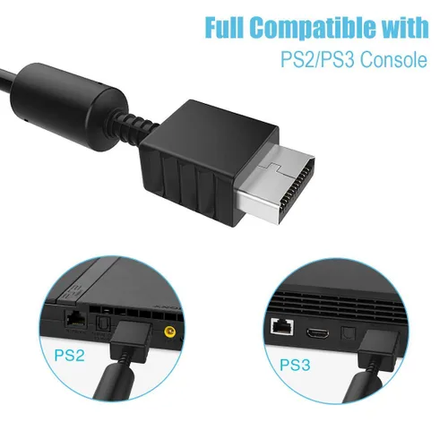 Vista 4 de TENINYU Cable de audio y vídeo RCA - Accesorios de consola de juegos Cable AV de conexión para PS1 PS2 PS3 Playstation, 6FT