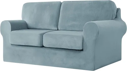 Vista 39 de UNBBRRL Fundas de sofá de 3 piezas para sofá, funda de terciopelo elástico para sillón con 1 funda de cojín de asiento y 1 funda de respaldo