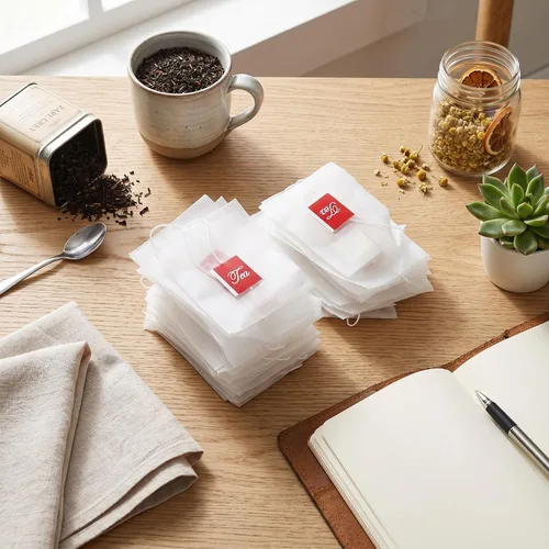 Vista 3 de Bolsas de filtro de té con cordón 100 unidades, infusor de malla vacía para té suelto