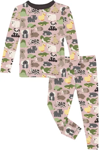 Vista 127 de KicKee Pants Conjunto de pijama de manga larga con estampado de piezas