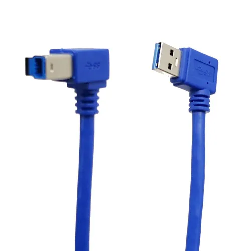 Vista 3 de Seadream Cable de impresora USB3.0 en ángulo; paquete de 2 conectores USB 3.0 A macho SuperSpeed de 90 grados en ángulo izquierdo a USB 3.0 B, cable