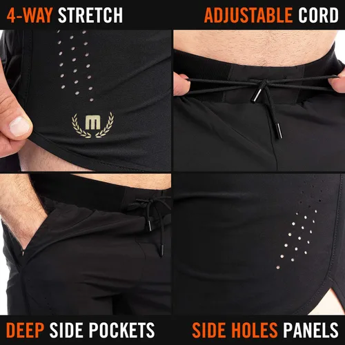 Vista 4 de MAVA - Pantalones cortos de baloncesto para hombre, pantalones cortos de entrenamiento con bolsillo y ajuste holgado, pantalones cortos de gimnasio