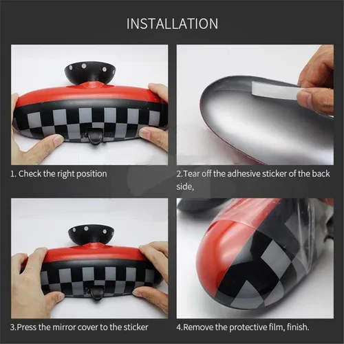 Vista 4 de Funda para espejo retrovisor interior de automóvil, compatible con MINI Hatchback Convertible Countryman Paceman DC02