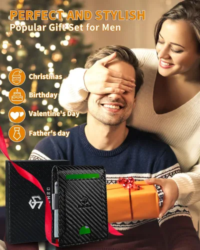 Vista 6 de VETENSO billetera para hombre, Negro carbón