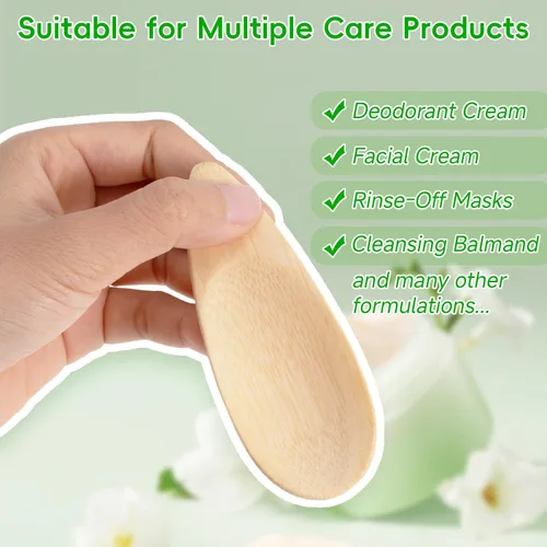 Vista 3 de SmallCat Aplicadores desodorantes, aplicador de crema de bambú, espátula de maquillaje multifuncional, mini cuchara para barro de arcilla cosmética