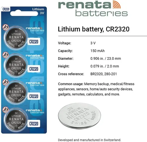 Vista 2 de Renata CR2320 Baterías - Batería de litio de 3 V 2320 (2 unidades)