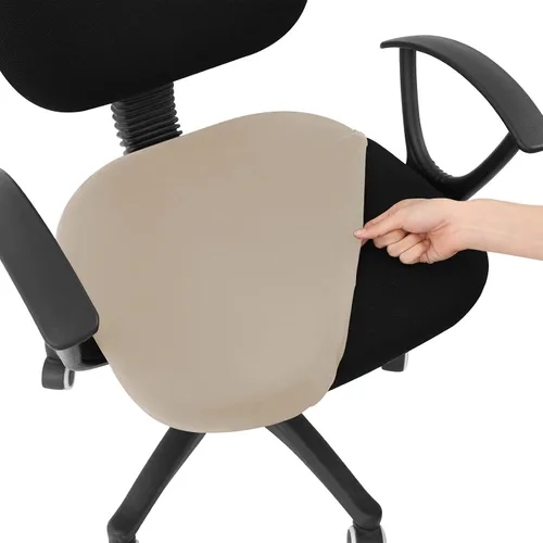 Vista 35 de Smiry Fundas de asiento impresas para silla de computadora de oficina, ajuste elástico, universal para silla giratoria de escritorio, lavables, Beige