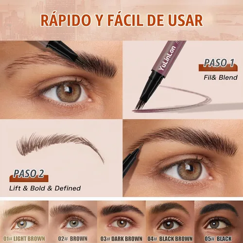 Vista 5 de Bolígrafo líquido 2 en 1, múltiples y 1 puntas, cejas, forro, barba, línea capilar (1# marrón claro)