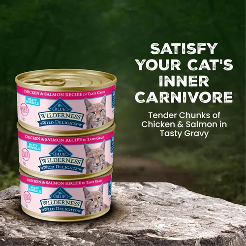 Vista 4 de Blue Buffalo Wilderness Wild Delights Carne Morsels - Alimento húmedo para gatos adultos, con alto contenido de proteínas y sin granos