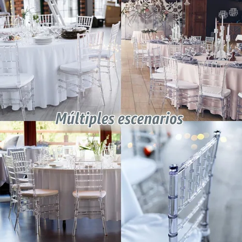 Vista 6 de KAIHAOWIN Silla Chiavari transparente de cristal Morden acrílico sillas de comedor para eventos, bodas, fiestas, recepción, 2 unidades Silla