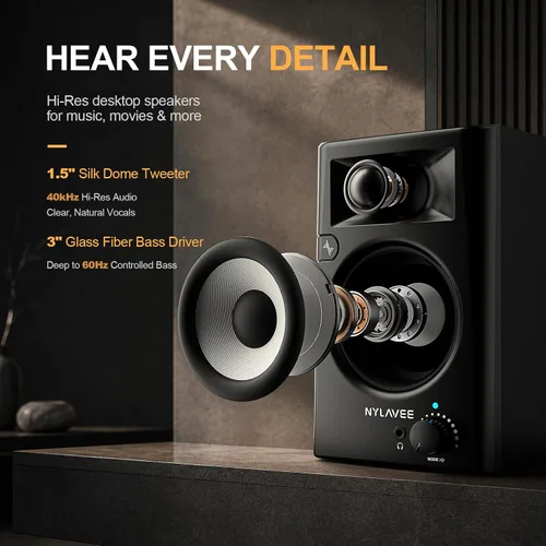 Vista 12 de Nylavee Altavoces de escritorio, Altavoces de computadora de alta resolución para PC de escritorio con LDAC