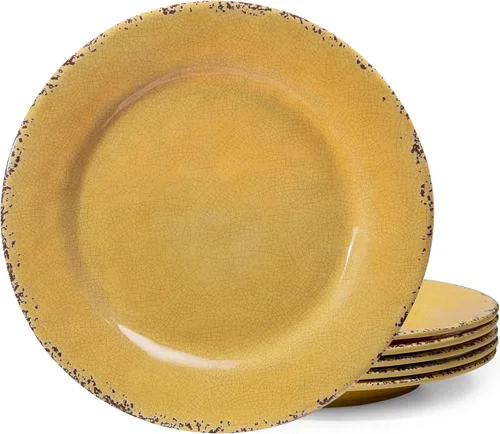 Vista 9 de Plato de Postre de Melamina, Platos Pequeños para Cena de 6 Pulgadas, Juego de 8, Platos Vintage para Aperitivos Platos para Servir, Platos Pequeños