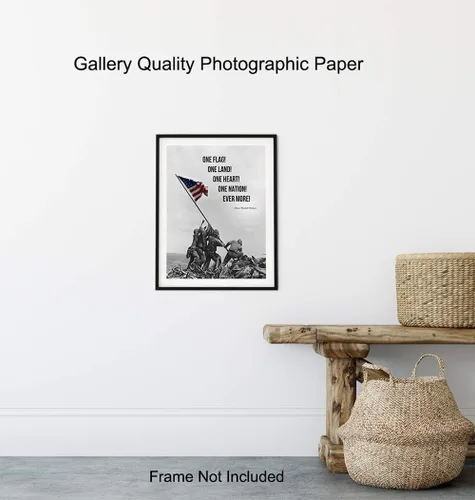 Vista 8 de Arte de pared con la bandera estadounidense, bandera marina, decoración de pared de Iwo Jima, foto del cuerpo de marina, regalos para hombres