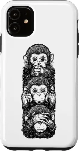 Vista 8 de Three Wise Monkeys See No Evil Hear No Evil Speak No Evil Case for iPhone 16