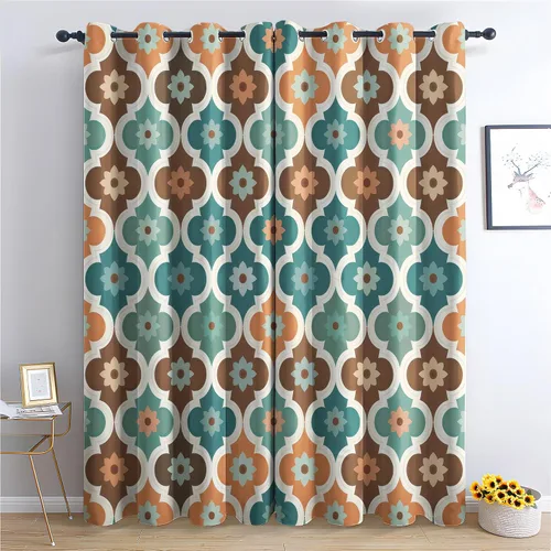 Vista 9 de Cortinas hexagonales blancas y negras, cortinas opacas geométricas para dormitorio, cortinas de ventana modernas, cortinas abstractas llamativas