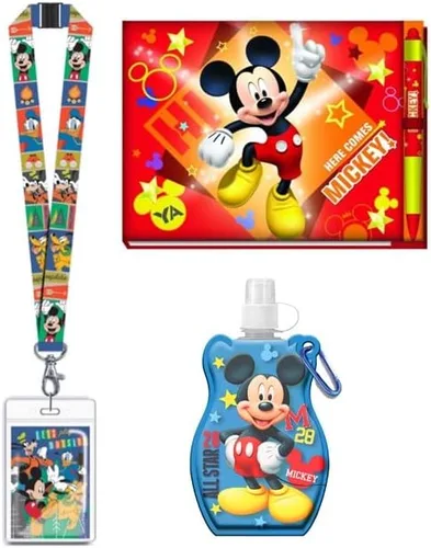 Vista 2 de Autograph Book 2022 y bolígrafo, cordones para niños y botella de agua de Mickey