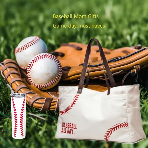 Vista 8 de Bolsa de lona de béisbol para mujer, artículos esenciales para madres deportivas, bolsa bordada de béisbol para mamá, béisbol de viaje, regalo