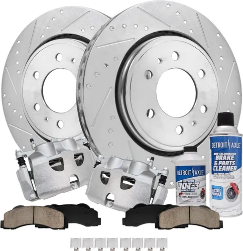 Vista 18 de Detroit Axle - Rotores de freno para Ford 2013-2019 Explorer Taurus Flex Lincoln MKT MKS, rotores de freno de disco ranurados perforados de repuesto