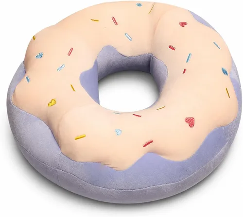 Vista 8 de ChezMax Almohada redonda de 16 pulgadas, suave cojín decorativo con forma de rosquilla de chocolate, cómodo cojín de felpa divertido y lindo relleno