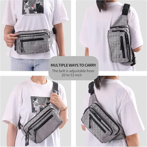 Vista 4 de Riñonera transparente aprobada por estadios para mujeres, para el trabajo, bolsa de cintura multiusos para viajes y eventos deportivos, 2 colores.