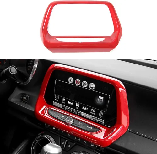 Vista 6 de MICROCK para Camaro Marco de pantalla de consola central de fibra de carbono Moldura Accesorios interiores para Chevrolet Camaro 2016 2017 2018 2019