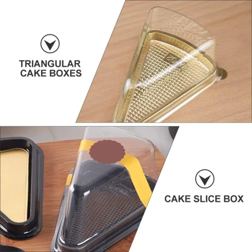 Vista 5 de Abaodam Cajas triangulares para rebanadas de pastel de 5.5 pulgadas, transparentes, reutilizables, con tapas, para pasteles de queso, mousse