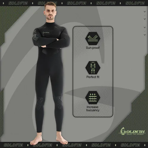 Vista 5 de GoldFin Traje de neopreno para hombre, 0.118 pulgadas (0.118 in) con cremallera trasera para mantener el calor en agua fría